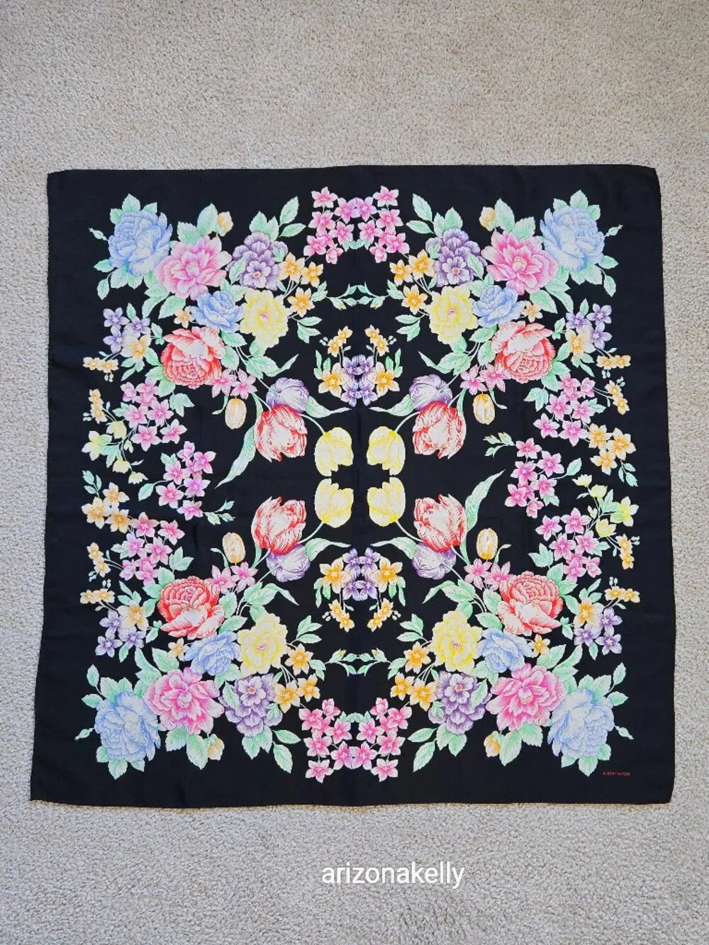 Albert Nipon Silk Scarf Spring Flowers Floral